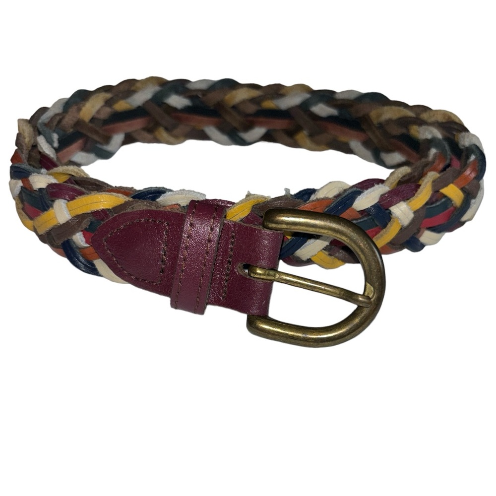 Capezio Argentina Genuine Leather Vintage 80’s Braided Rainbow Belt Ladies Sz SM